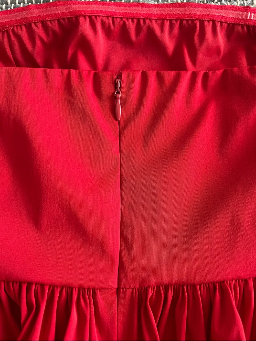 J.Crew Strapless Taffeta Peplum Top Cherry Red